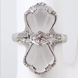 *SOLD* Art Deco 14K White Gold Filigree Ring